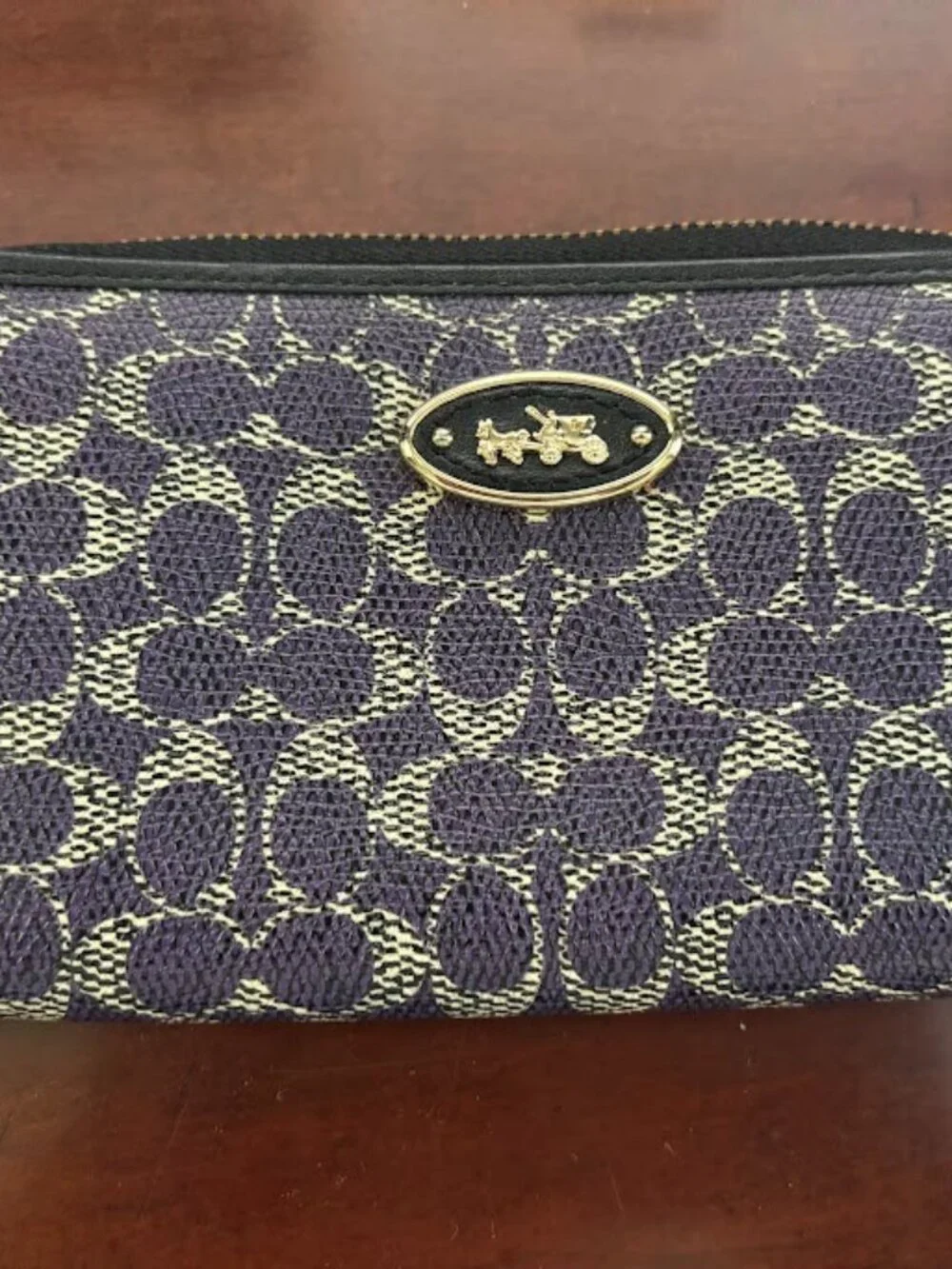 COACH purple signature wristlet wallet